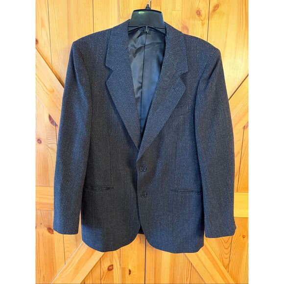 Jacques Bouvier Men’s Lined Black White Dot 100% Wool Sports Coat Size 38R (6737